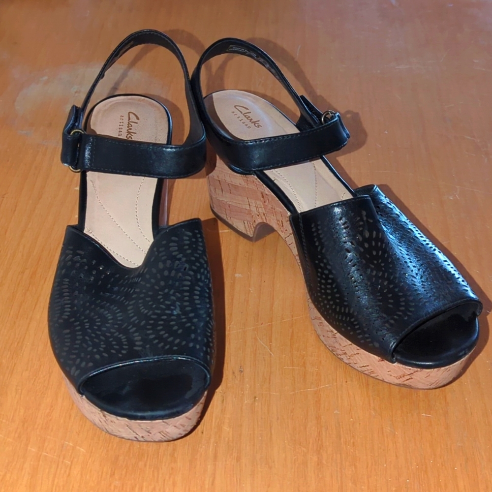 Clarks Artisan Cork Sole Platform Sandals Gem